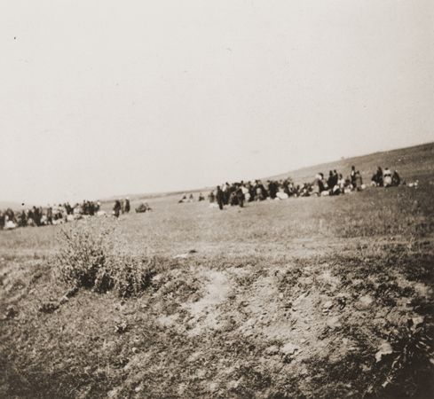 Jews at the killing site outside of Kamenets-Podolsk